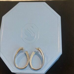 Swarovski Silver Hoop Earrings Modern Design